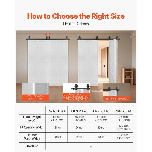 Vevor Sliding Door Mechanism 152.4cm Black