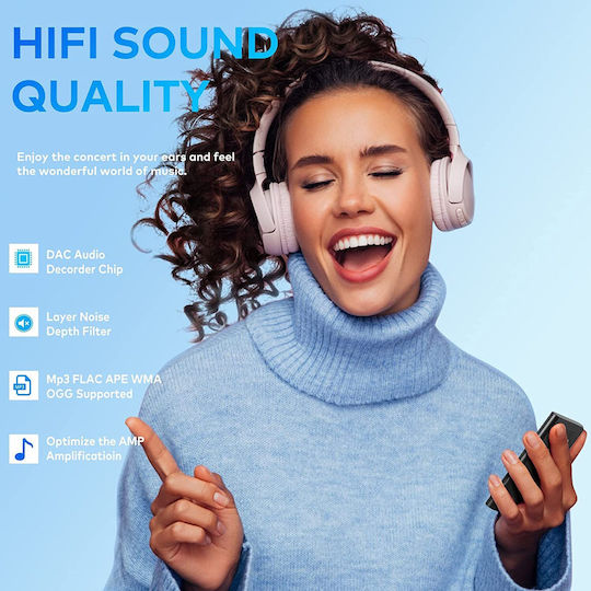 Bluetooth 5.2 MP3 Player 64 GB Cu Difuzor Hd Încorporat Radio Fm Sunet Hifi Înregistrator Vocal Design Mini