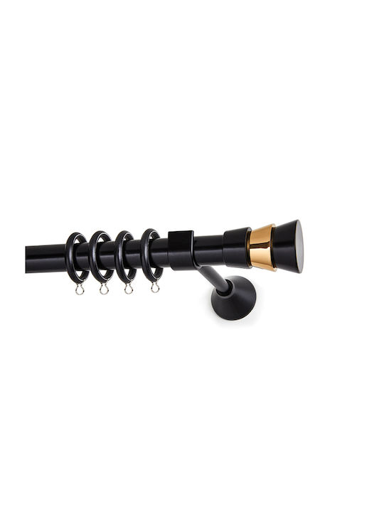 Metallic Curtain Pole Triplet Double with Rod Φ25mm 140cm Black Checkmate