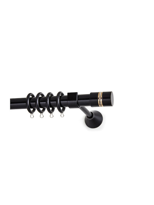 Metallic Curtain Pole Κs109 Double with Rod Φ25mm 140cm Matte Black/Gold