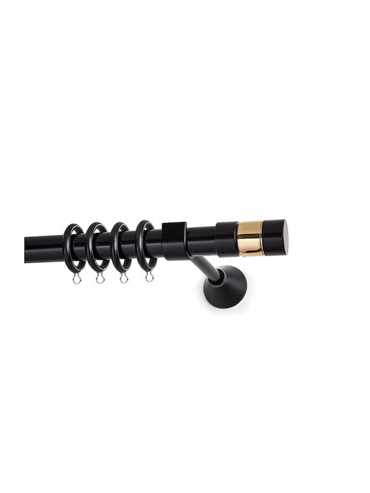 Metallic Curtain Pole Κs19 Double with Rail Φ25mm 160cm Matte Black/Gold