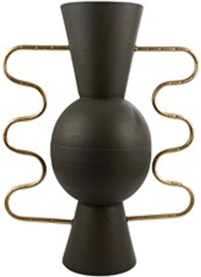 Zen Collection Βάζο Μεταλλικό Πράσινο Χρυσά Χερούλια 39x20x50.5cm 51553