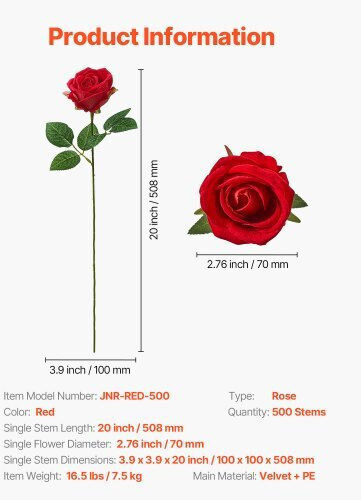 Vevor 500 Stück Rote Künstliche Rosen Blumenstrauß Dekoration Für Zuhause Rzmghshs500pl0lee001v0