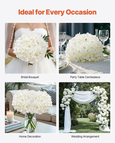 Vevor 65 Artificial Hydrangea Flowers 25 Cm Bouquet White Rzxqbs65pcs76xy7t001v0