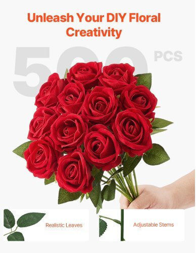 Vevor 500 Pieces Red Artificial Roses Bouquet Home Decoration Rzmghshs500pl0lee001v0