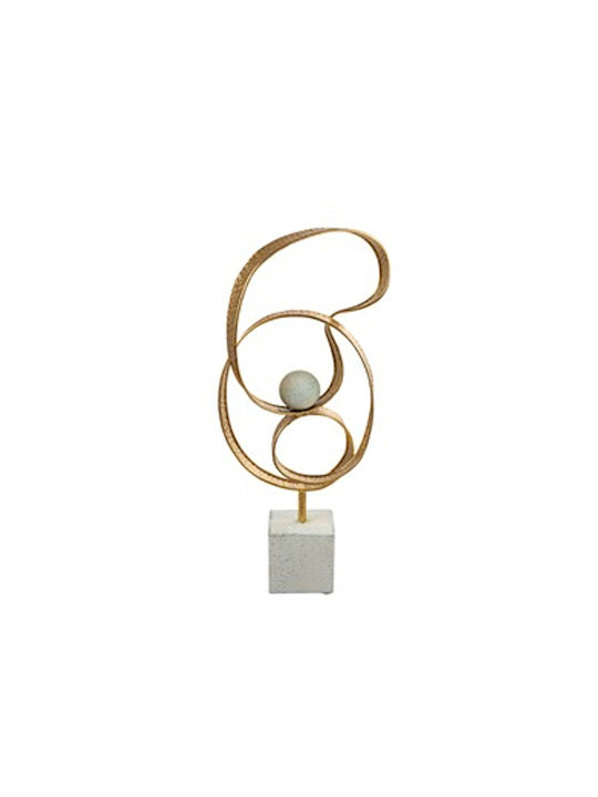 Zen Collection Διακοσμητικό Μεταλλικό Χρυσό Μπάλα Λευκή Βάση 18x9x45cm 51558