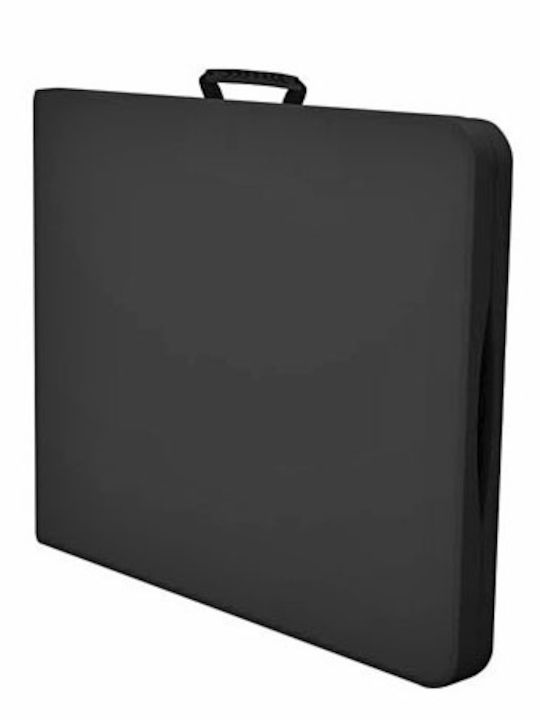 Outdoor Dinner Foldable Table with Plastic Surface and Metal Frame Black 152x70x74cm