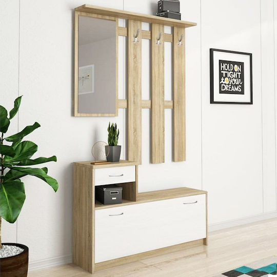 Entry Furniture with Mirror / Hanger / Shoe Rack & Bench 100x40x24cm
