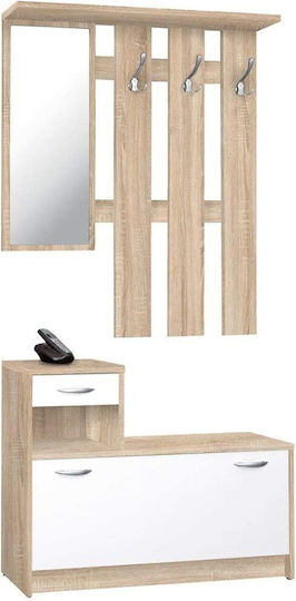Entry Furniture with Mirror / Hanger / Shoe Rack & Bench 100x40x24cm