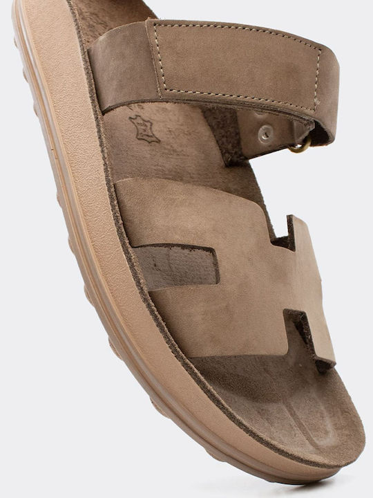 Bianca Leather Women's Flat Sandals Anatomic in Brown Color