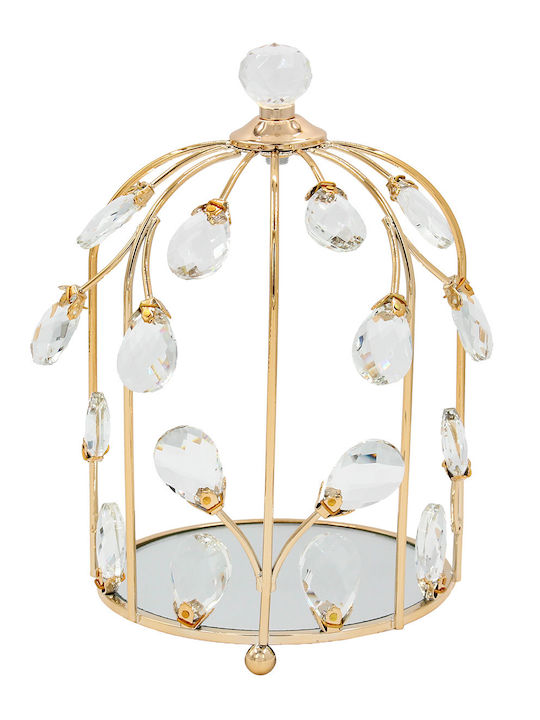 Keskor Metallic Round Decorative Tray with Mirror 15x15x25cm