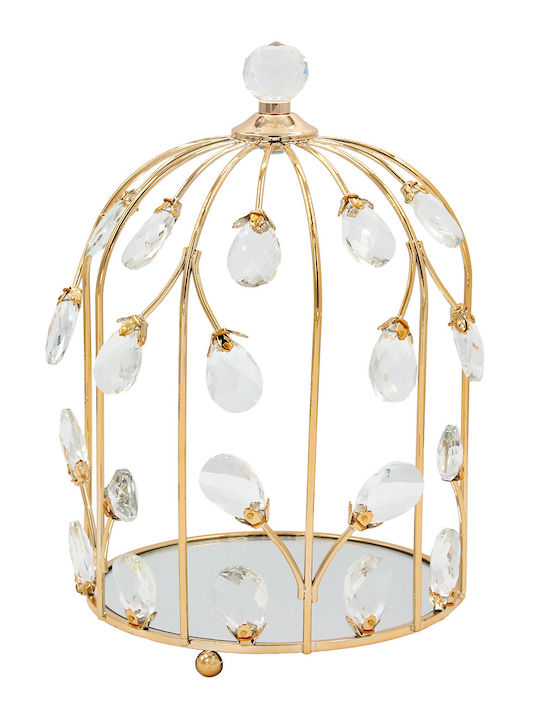 Keskor Metallic Round Decorative Tray with Mirror 18x18x28cm