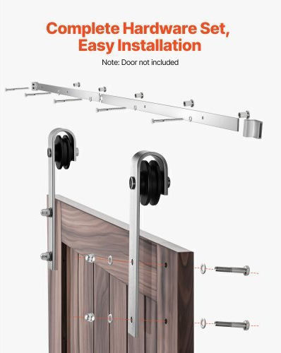 Vevor 6.6ft Sliding Barn Door Hardware Kit Single Sliding Barn Door Silver