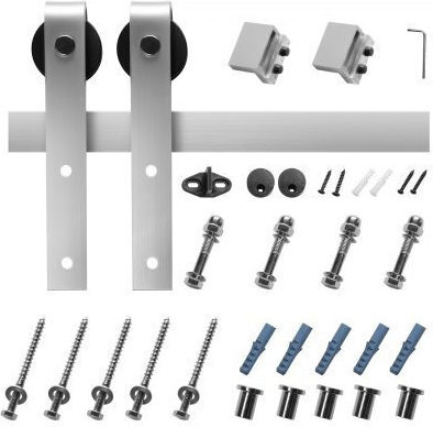 Vevor Kit Feronerie Ușă Glisantă Tip Grajd 5ft Ușă Glisantă Simplă Tip Grajd Argintie