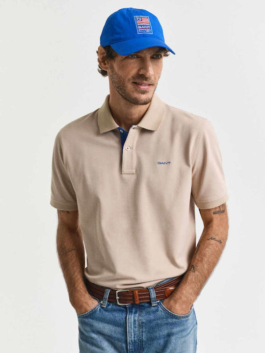 Contrast Pique Polo T-shirt Biege
