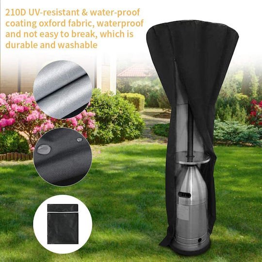 Acoperire de Protecție pentru Încălzitor de Terasă din Poliester 210d Rezistent la Apă și UV de Înaltă Calitate 226 X 85 X 48 Cm Negru