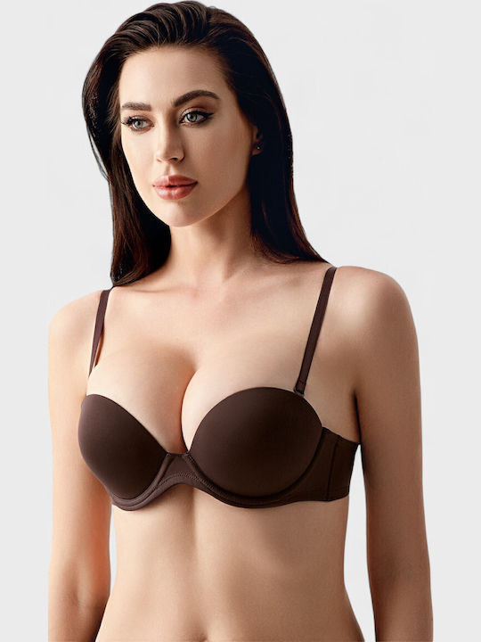 Push Up Strapless Bra Brown