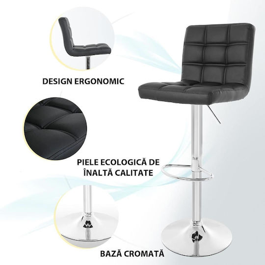 Scaune Bar cu Spătar & Înălțime Reglabilă Negru