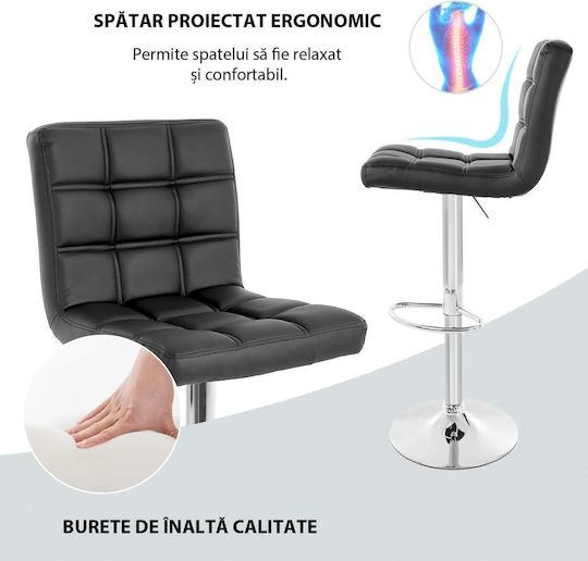 Scaune Bar cu Spătar & Înălțime Reglabilă Negru