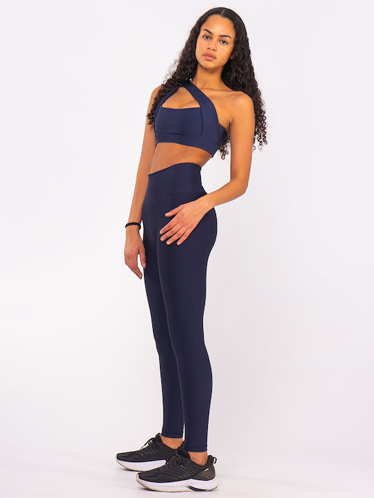 Training Γυναικείο Cropped Κολάν Σύσφιξης Ψηλόμεσο & Push Up Navy Μπλε