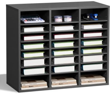 Vevor Wooden Literature Organizer Adjustable Shelves Gray Wjjekbhb24g93kuelv0