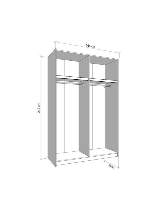 Double Door Wardrobe Gard 150 Cashmere 146x61x217cm