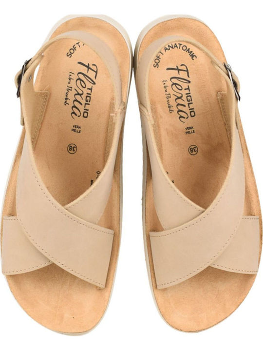Women's Flat Sandals Anatomic in Beige Color
