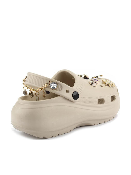 Fshoes Women's Clogs Beige