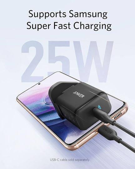 Anker Încărcător Cu Cablu Integrat Cu Port USB-C USB-C 25W Negru (PowerPort III)