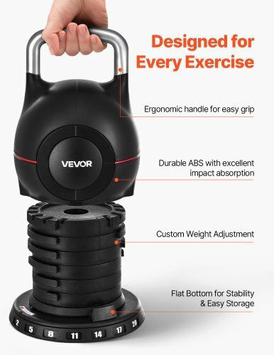 Vevor Adjustable Kettlebell 7 Weight Levels 2-20 Kg Hlkdhs20kg004ge4c002v0