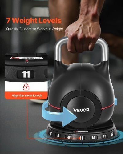 Vevor Adjustable Kettlebell 7 Weight Levels 2-20 Kg Hlkdhs20kg004ge4c002v0