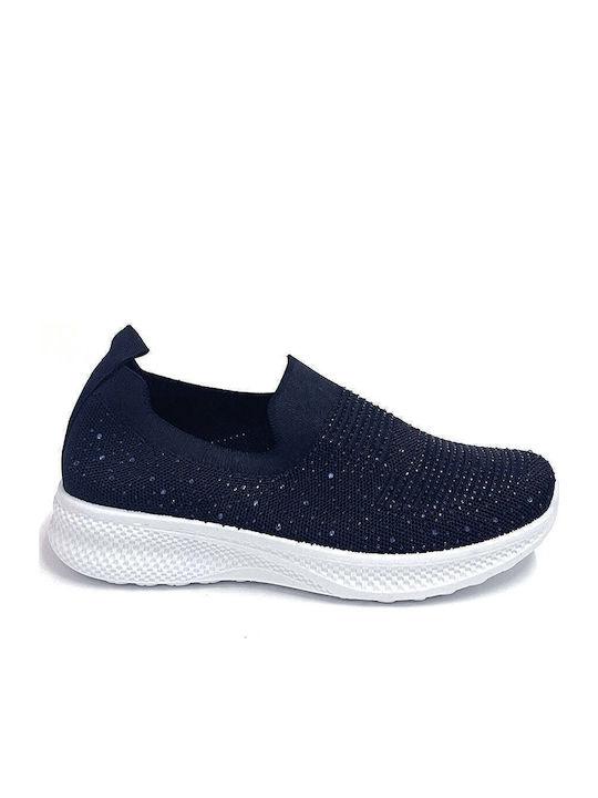 Γυναικεία Slip-On από Συνθετικό Δέρμα Μπλε