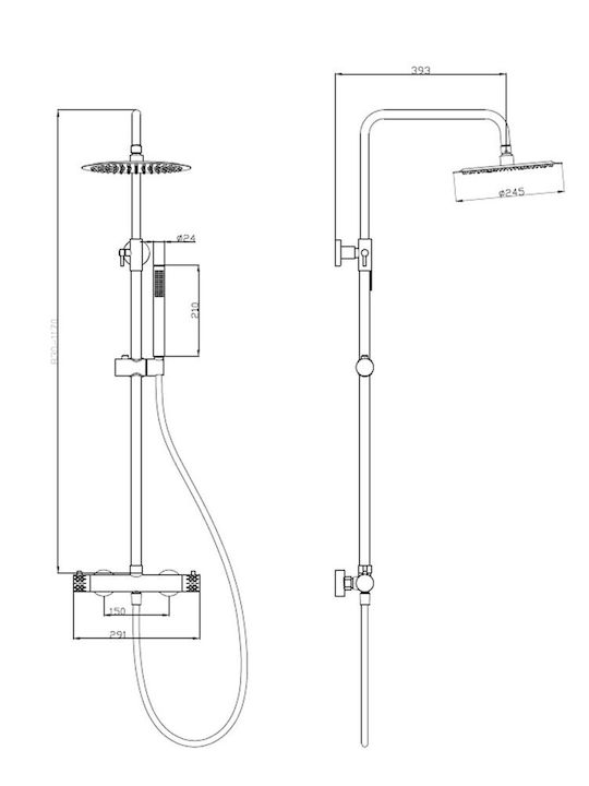 Sparke Duschsäule mit Armatur Silber
