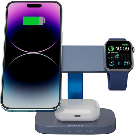 Canyon Încărcător Wireless (Qi Pad) 24W Albastru (CNS-WCS310DGBL)