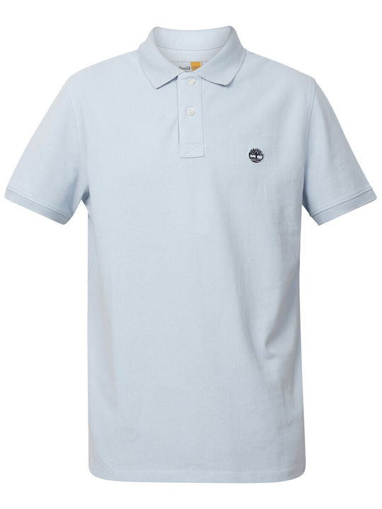Millers River Pique Polo Herrenbluse Kurzarm Hellblau