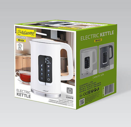 Maestro Βραστήρας 1.7lt 2200W Λευκός