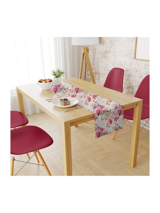 Τραπεζομάντηλο Αλέκιαστο Σετ 2τμχ Roses 465 Grey-pink 140x140εκ.