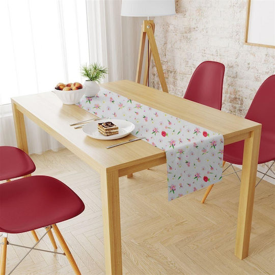 Dimcol Față de masă Rezistent la pete Set 2buc Daisies 463 White-pink 140x300cm