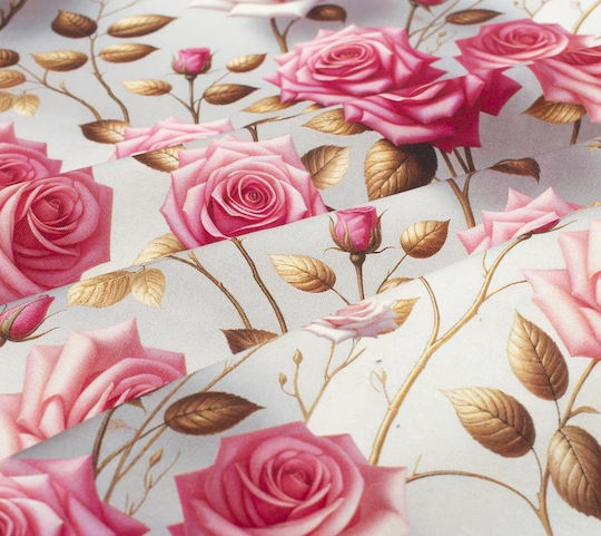 Checkered Stain Resistant Roses 465 Grey-pink 90x90cm