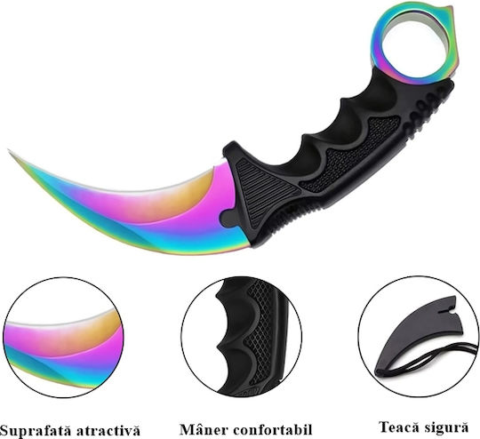 Karambit Educațional De Supraviețuire Multicolor Cu Husă