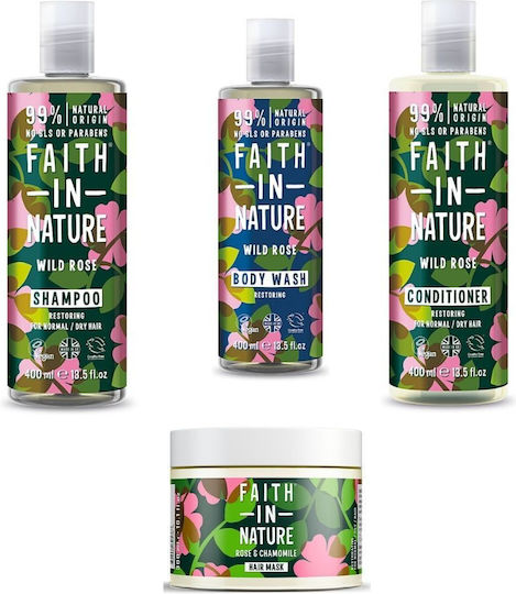 Faith in Nature Αφρόλουτρο σε Gel με Βρώμη & Άρωμα Τριαντάφυλλο 400ml