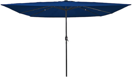 Umbrelă Pătrată Din aluminiu Albastru cu Iluminare LED 3x3m