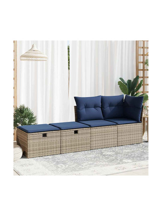 Gartenhocker Würfel Außeneinsatz Rattan mit Grauem Kissen 2 Stück 55x55x37cm
