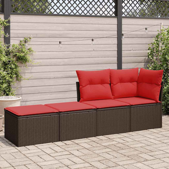Garden Stool Cube Outdoor Rattan with Cushion Brown 2 Pieces 55x55x37cm
