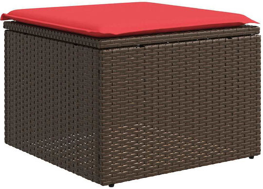 Garden Stool Cube Outdoor Rattan with Cushion Brown 2 Pieces 55x55x37cm