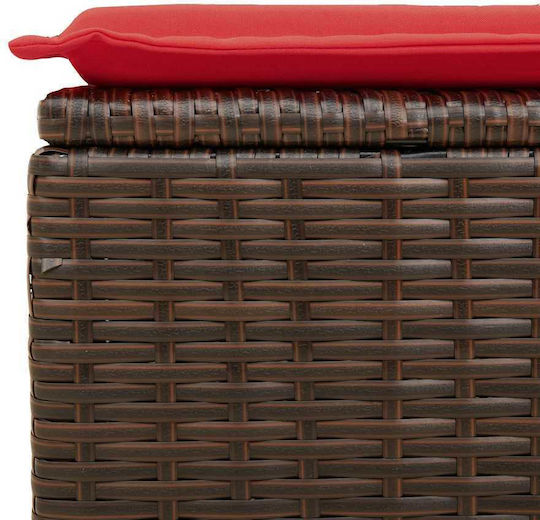 Garden Stool Cube Outdoor Rattan with Cushion Brown 2 Pieces 55x55x37cm