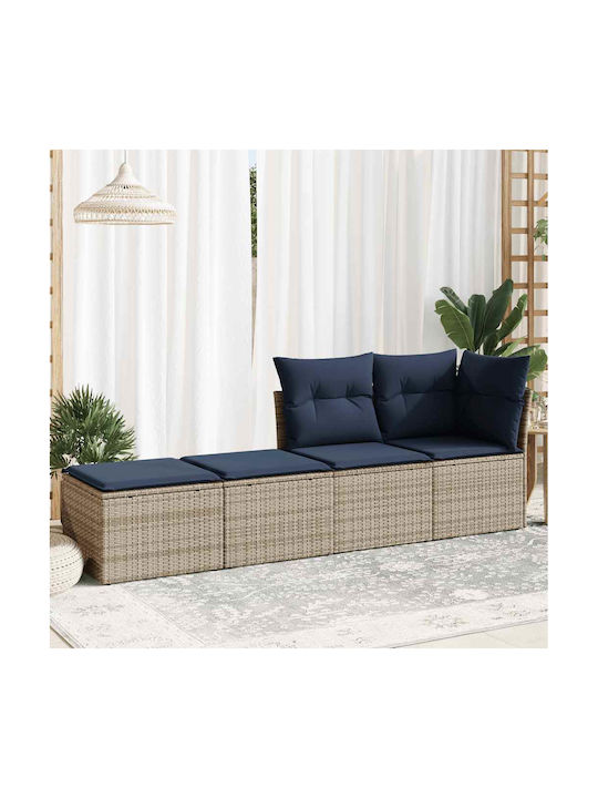 Gartenhocker Würfel Außeneinsatz Rattan mit Grauem Kissen 2 Stück 55x55x37cm