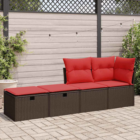 Garden Stool Cube Outdoor Rattan with Cushion Brown 2 Pieces 55x55x37cm