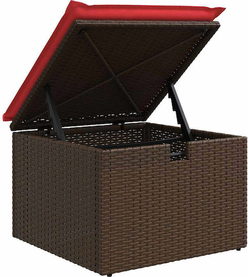 Garden Stool Cube Outdoor Rattan with Cushion Brown 2 Pieces 55x55x37cm
