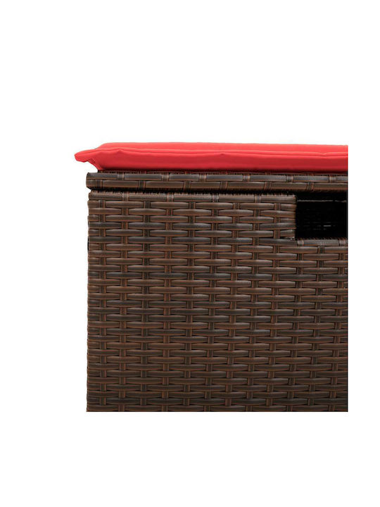 Garden Stool Cube Outdoor Rattan with Cushion Brown 2 Pieces 55x55x37cm